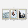 Zestaw obrazy w ramie 50x70 galeria - Zima, górski, domek, śnieg - rama drewno