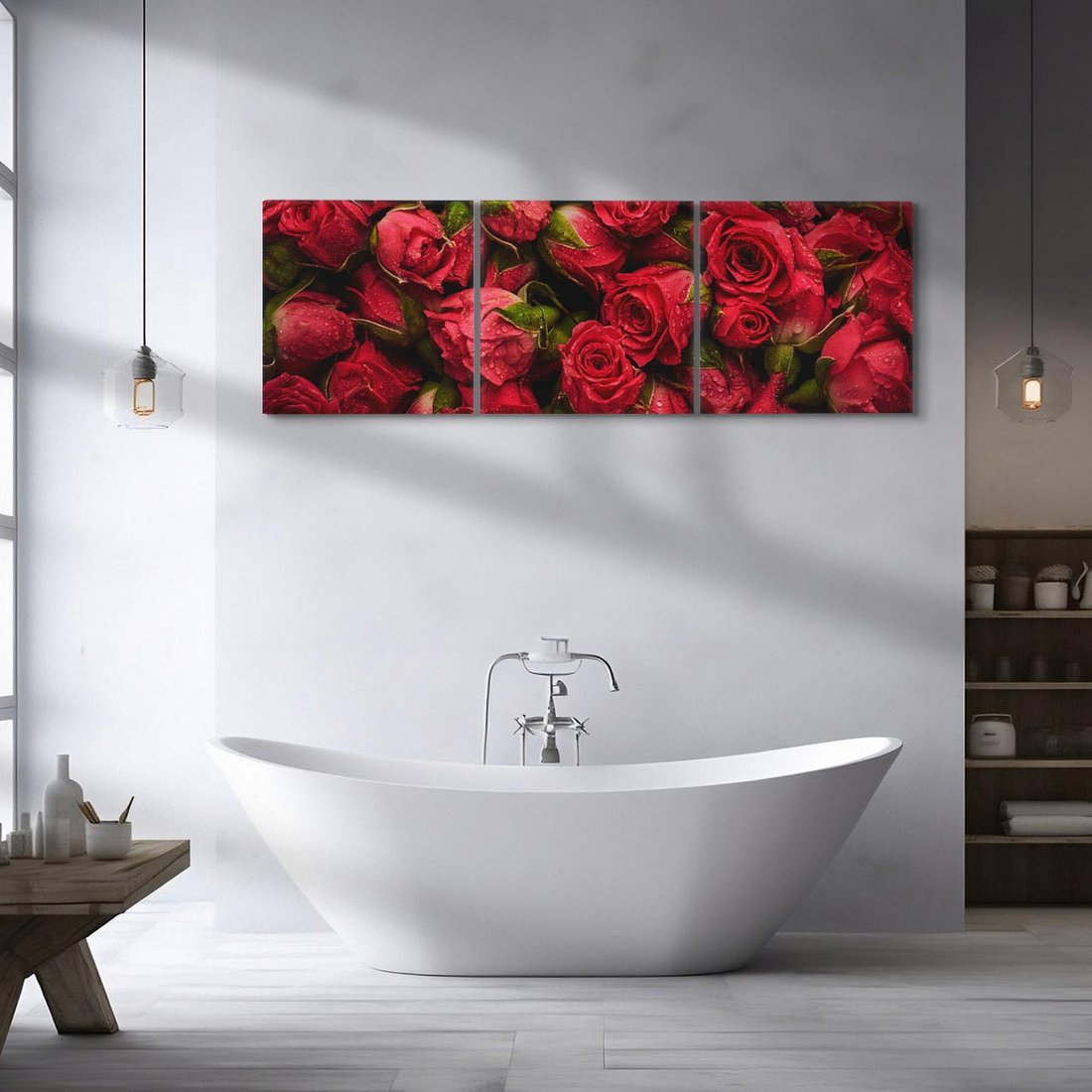 Obraz na płótnie 120x40 - Piękno róż: delikatność natury - róże, kwiaty