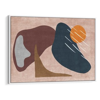 Obraz w ramie 70x50 - Opowieść szepczących pędzli - abstrakcyjne plamy, kształty - rama biała