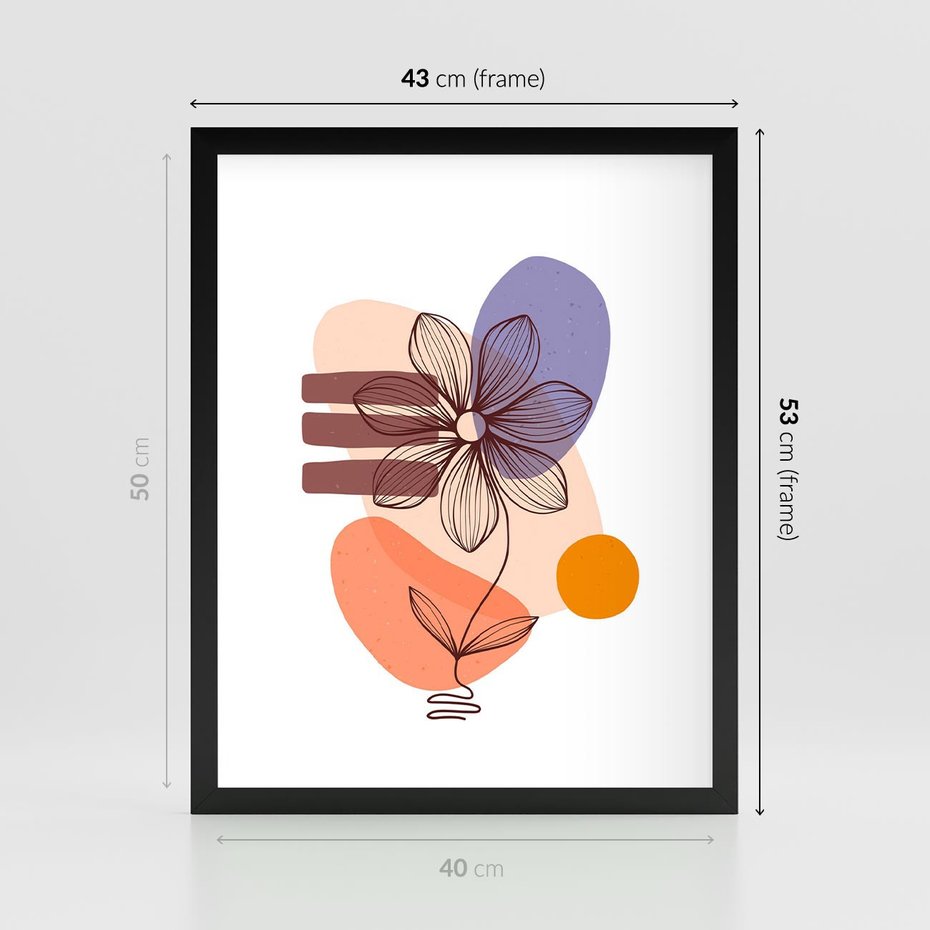 Plakat w ramie 40x50 - Migocące Odbicia Kwiatów - abstrakcyjna sztuka, plamy - rama czarna