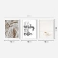 Zestaw obrazy w ramie 40x50 galeria - Kawa, łóżko, pościel, minimalizm - rama biała
