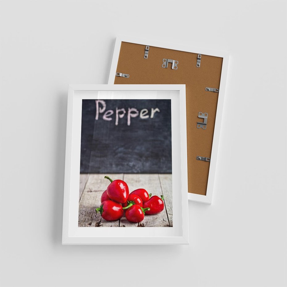Plakat w ramie 30x40 - Eksploracja smaków - papryka, kuchnia - rama biała