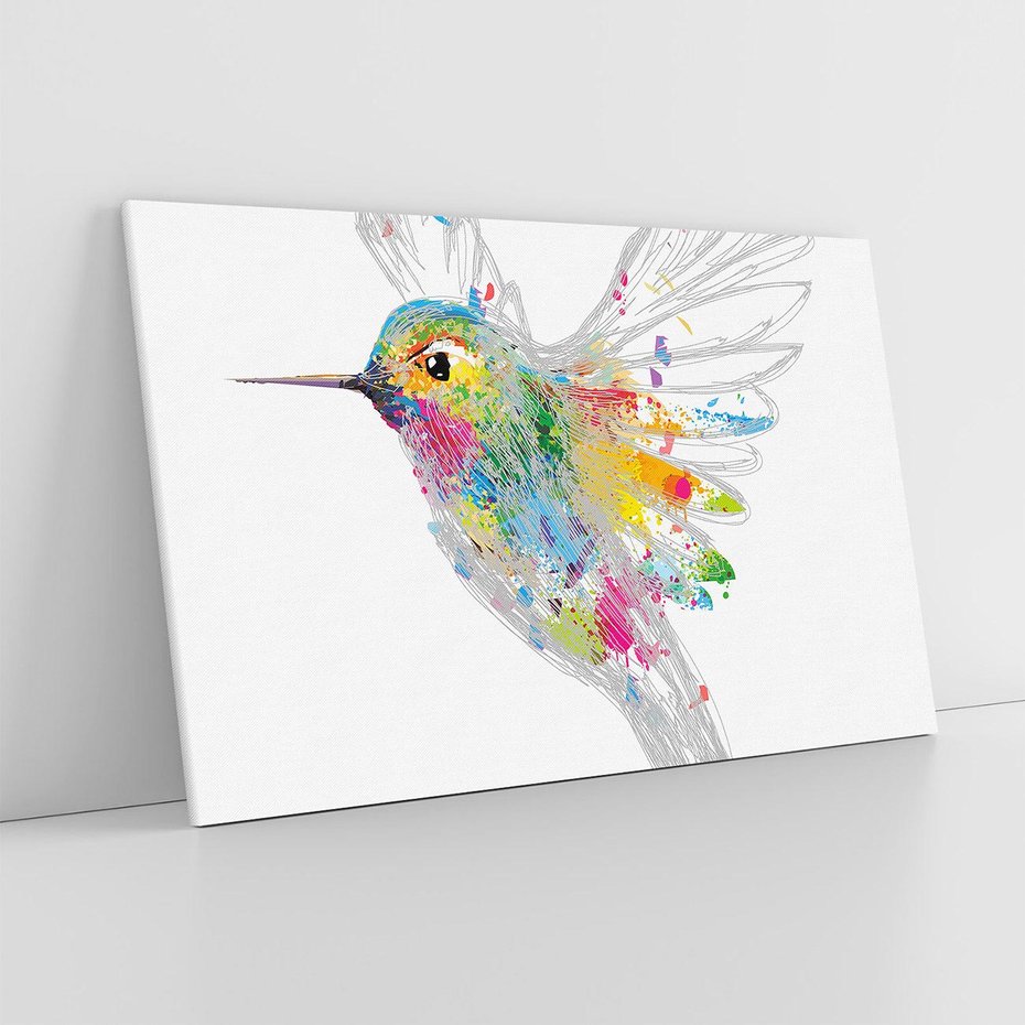 Obraz na płótnie 70x50 - Koliber w akwareli - akwarela, koliber