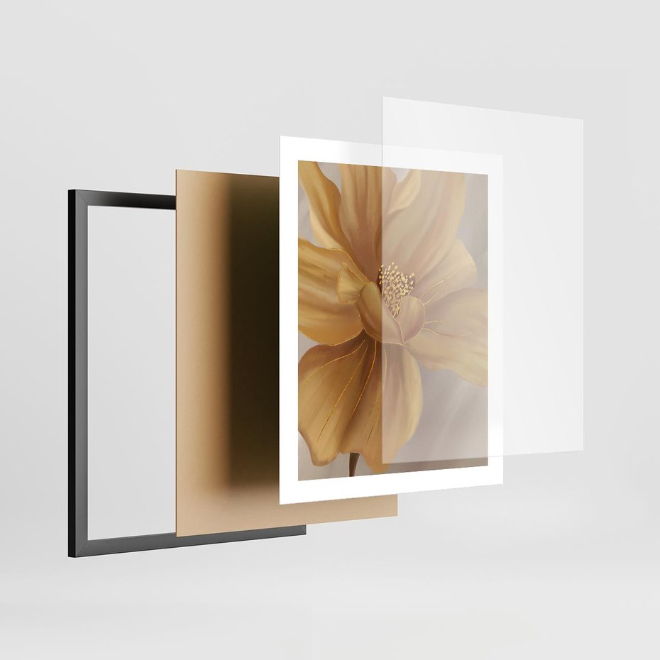 Plakat w ramie 40x50 - Kwiaty malowane olejem - eksplozja kolorów - kwiaty, malowane - rama czarna