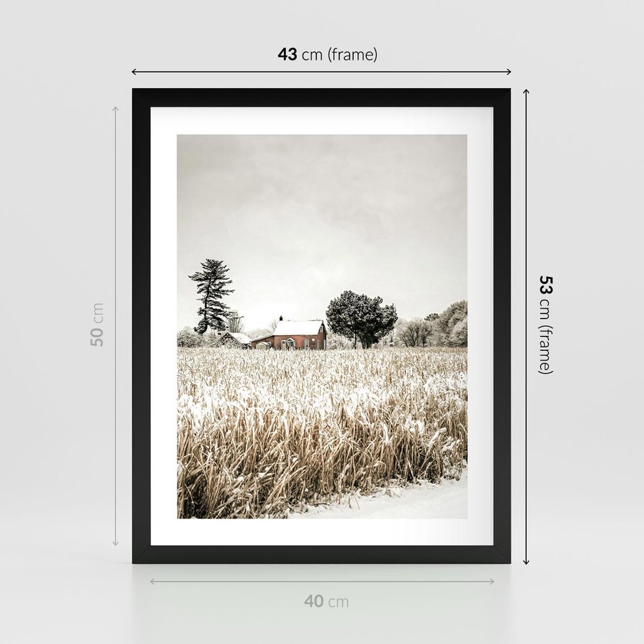 Plakat w ramie 40x50 - Idylliczna Zima - zima, krajobraz zimowy - rama czarna