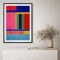 Plakat bez ramy 21x30 - Wnętrza Rozplątanych Barw - abstrakcyjny geometryczny obraz olejny, kolorowe pasy