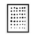 Plakat w ramie 50x70 - Migocące Anomalie - abstrakcyjna kompozycja z czarnych kropek, minimalistyczny czarno bialy plakat - rama czarna