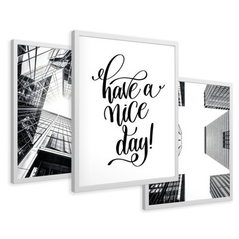 Zestaw obrazy w ramie 40x50 galeria - Nowoczesny, minimalizm, cytat, typografia - rama biała