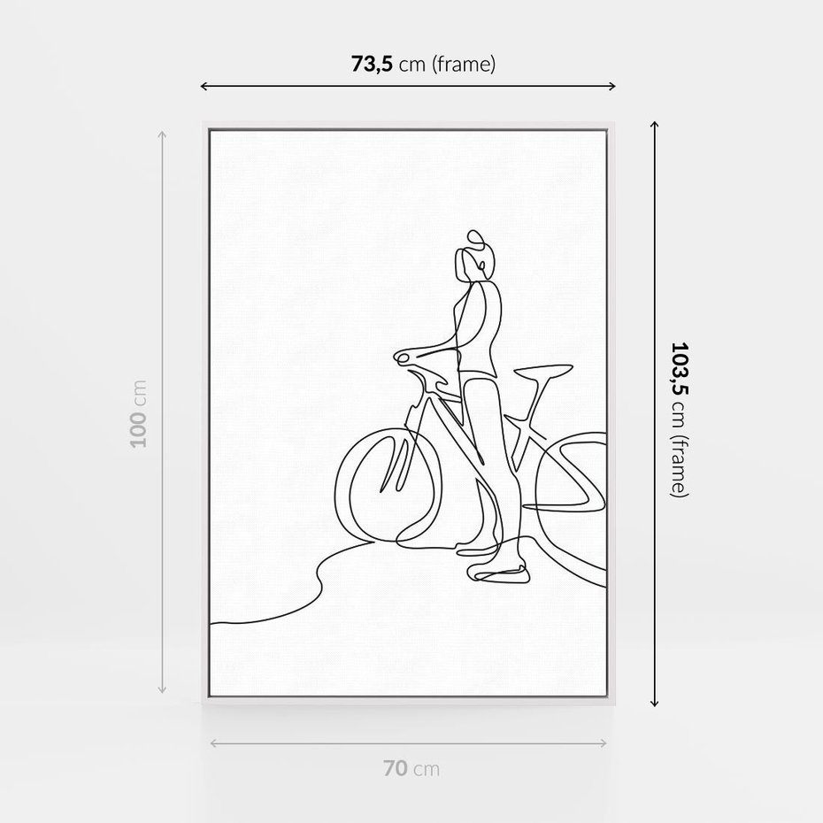 Obraz w ramie 70x100 - Minimalistyczna Przejażdżka - szkic, minimalizm - rama biała