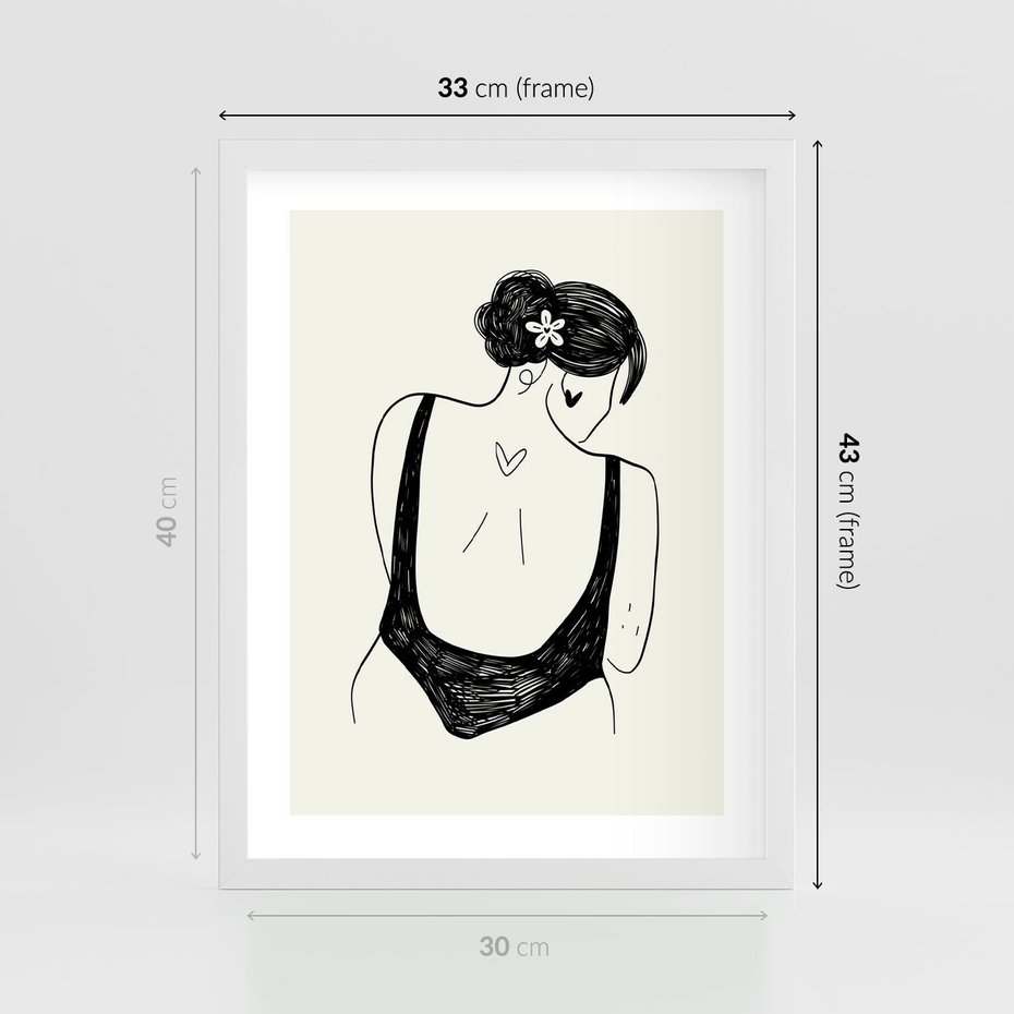 Plakat w ramie 30x40 - Echa Piękna - piękno kobiecego ciała, kobieta - rama biała