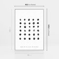 Obraz w ramie 80x120 - Boho Sztuka Wolości - minimalistyczny plakat, czarne kropki na białymtle - rama biała