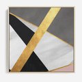Obraz w ramie 50x50 - Pudrowe Abstrakcyjne Lustra - złote abstrakcyjne linie, szarość - rama drewno