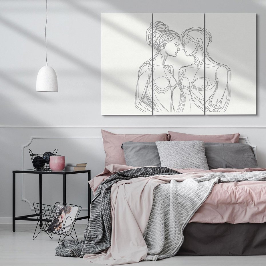 Obraz na płótnie 120x80 - Dialog z cieniami duszy - sztuka one line art, jedna kreska