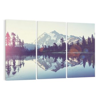 Obraz na płótnie 120x80 - Refleksje nad jeziorem w lesie - jezioro, las