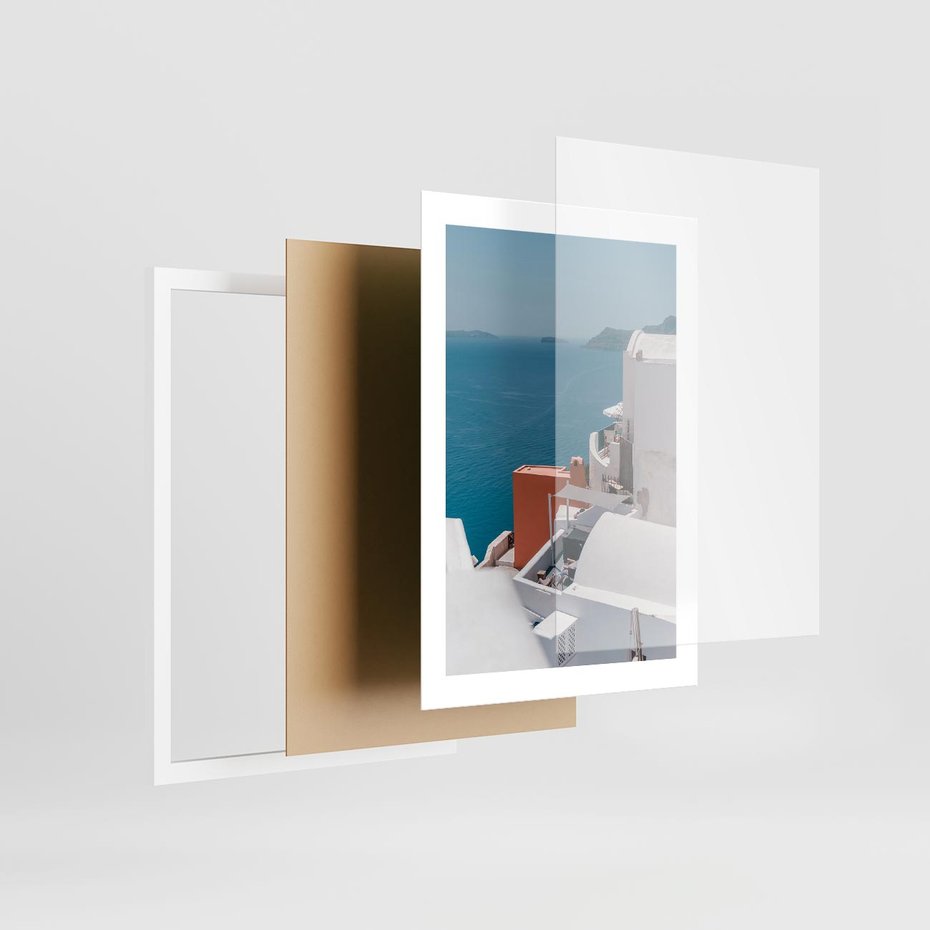 Plakat w ramie 30x40 - Magiczna Wyspa na Twojej Ścianie - Santorini, wyspa - rama biała