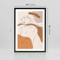 Plakat w ramie 50x70 - Sztuka Piękna w Beżach i Brązach - szkic jedną linią, naga kobieta - rama czarna