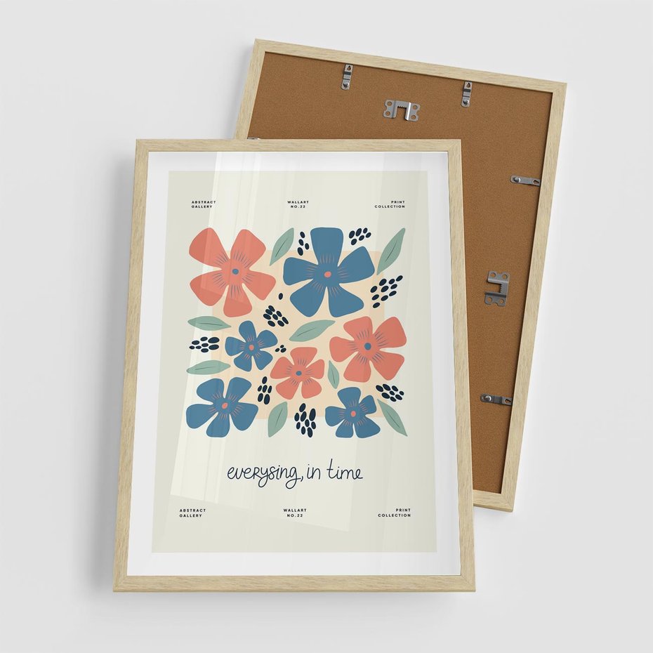 Plakat w ramie 50x70 - Kształtując Marzenia - kwiaty, nowoczesna abstrakcja - rama drewno