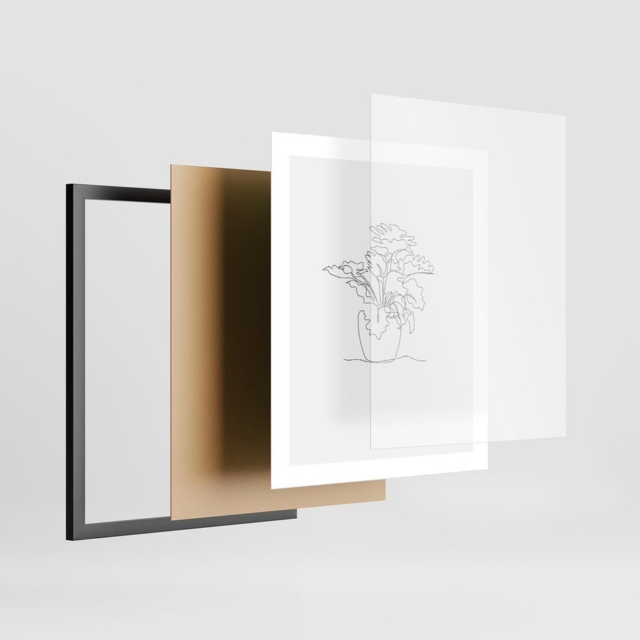 Plakat w ramie 40x50 - Rozkwitające Formy - szkic, minimalizm - rama czarna