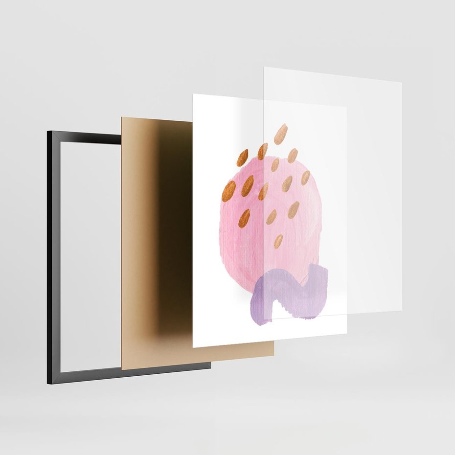 Plakat w ramie 40x50 - Migoczące Pastelowe Kształty - akwarela, minimalizm - rama czarna