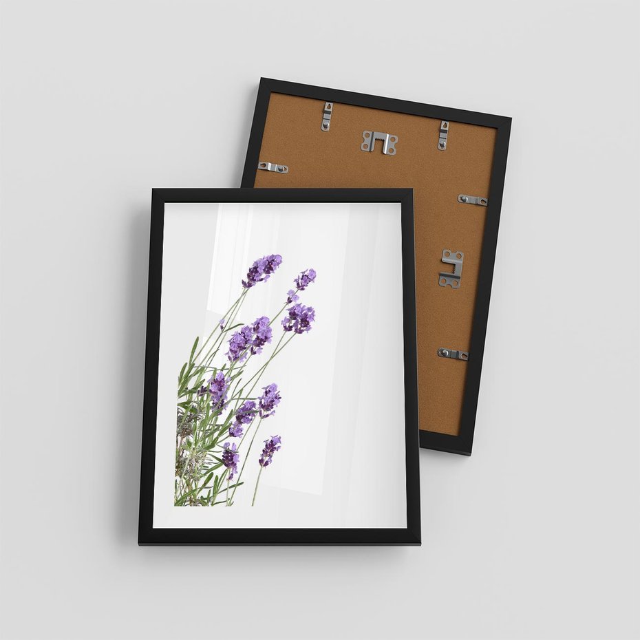 Plakat w ramie 30x40 - Delikatny Urok - lawenda, kwiaty - rama czarna