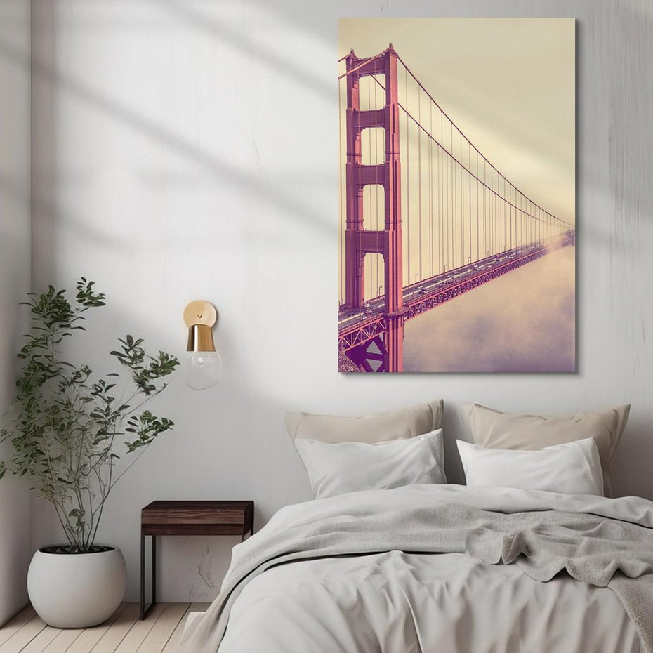 Obraz na płótnie 80x120 - Most w mgle z perspektywą - most, perspektywa