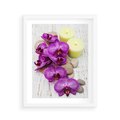 Plakat w ramie 40x50 - Relaksujące spa w otoczeniu orchidei - spa, świece - rama biała