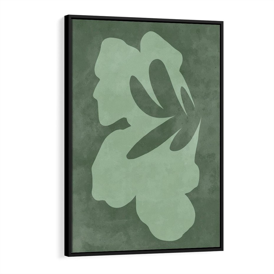 Obraz w ramie 70x100 - Kształty Zieleni - abstrakcyjny kształt, zielony plakat - rama czarna
