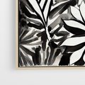 Obraz w ramie 70x100 - Czarne Liście - akwarelowy obraz, czarno biały - rama drewno