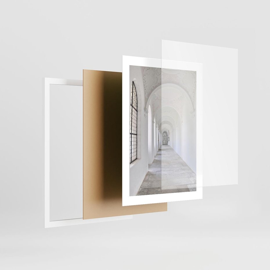 Plakat w ramie 30x40 - Architektoniczne Przejście - architektura, korytarz - rama biała