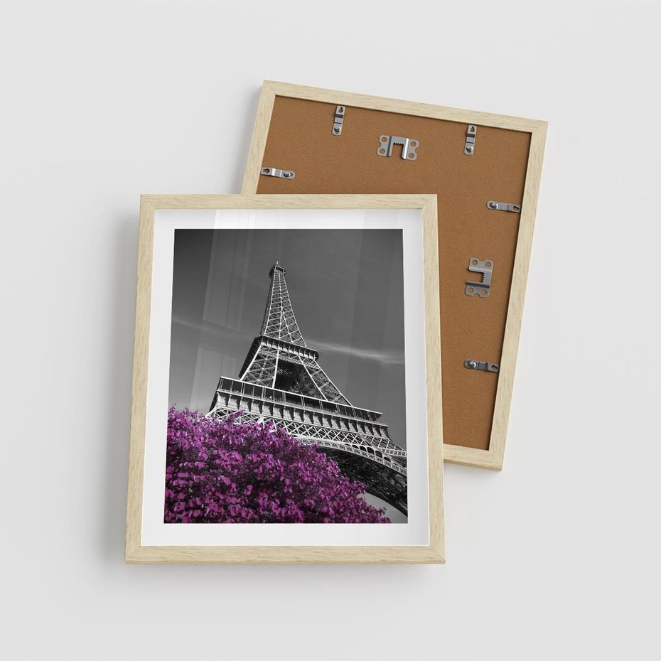 Plakat w ramie 40x50 - Urok Eiffla w Paryżu - Eiffla, Paryż - rama drewno