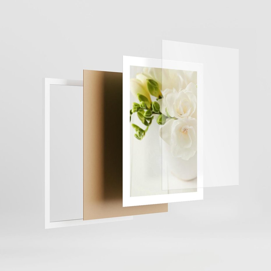 Plakat w ramie 30x40 - Subtelność białych frezji - frezja, białe - rama biała