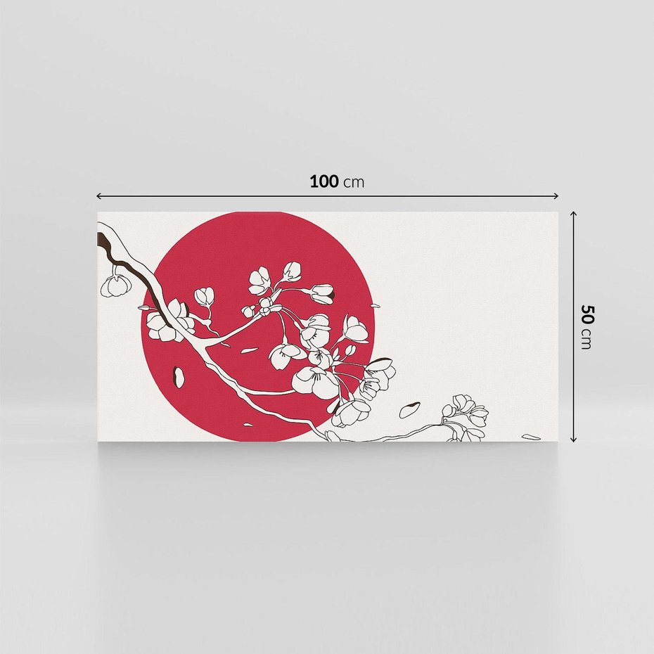 Obraz na płótnie 100x50 - Esencja Zen - kwiatnąca wiśnia, orientalna grafika