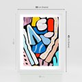 Plakat w ramie 30x40 - Kolory Na Czerni - abstrakcyjne formy, komiksowy styl - rama biała