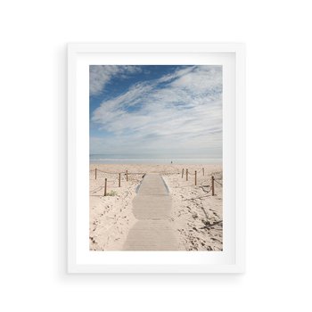 Plakat w ramie 50x70 - Ścieżka na plaży - plaża, ścieżka - rama biała