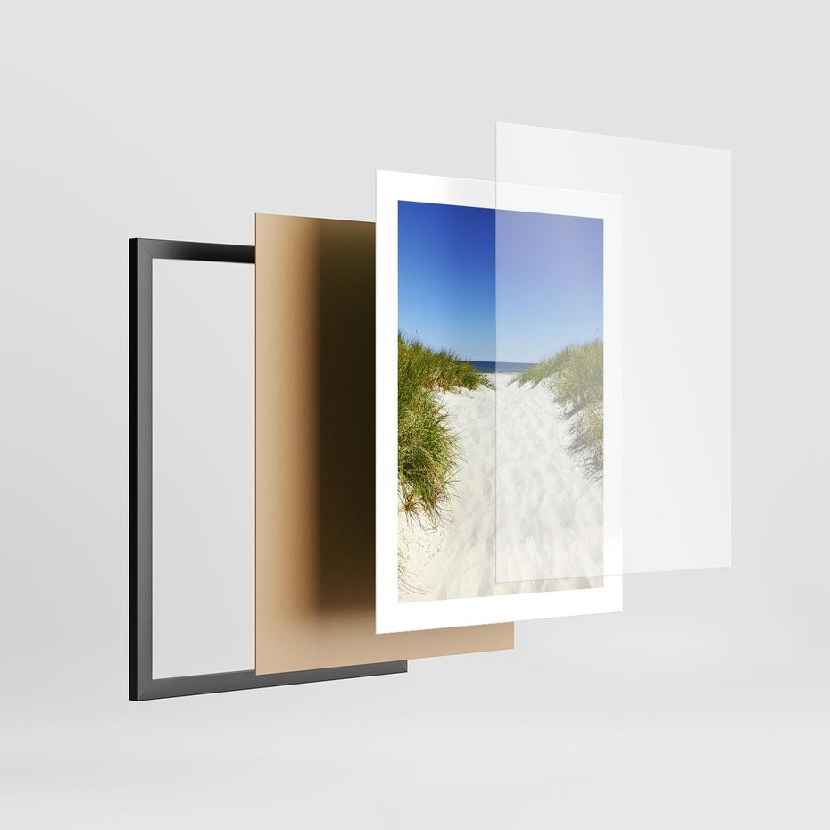 Plakat w ramie 30x40 - Relaks nad Morskimi Wzgórzami - plaża, wydmy - rama czarna
