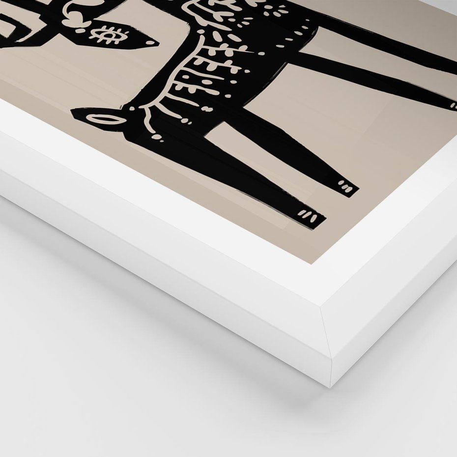 Plakat w ramie 30x40 - Konturem Zdefiniowany - skandynawska sztuka, jeleń - rama biała