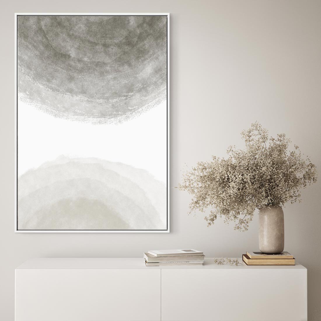 Obraz w ramie 70x100 - Impresje Energii - rozmyte cienie, abstrakcja - rama biała