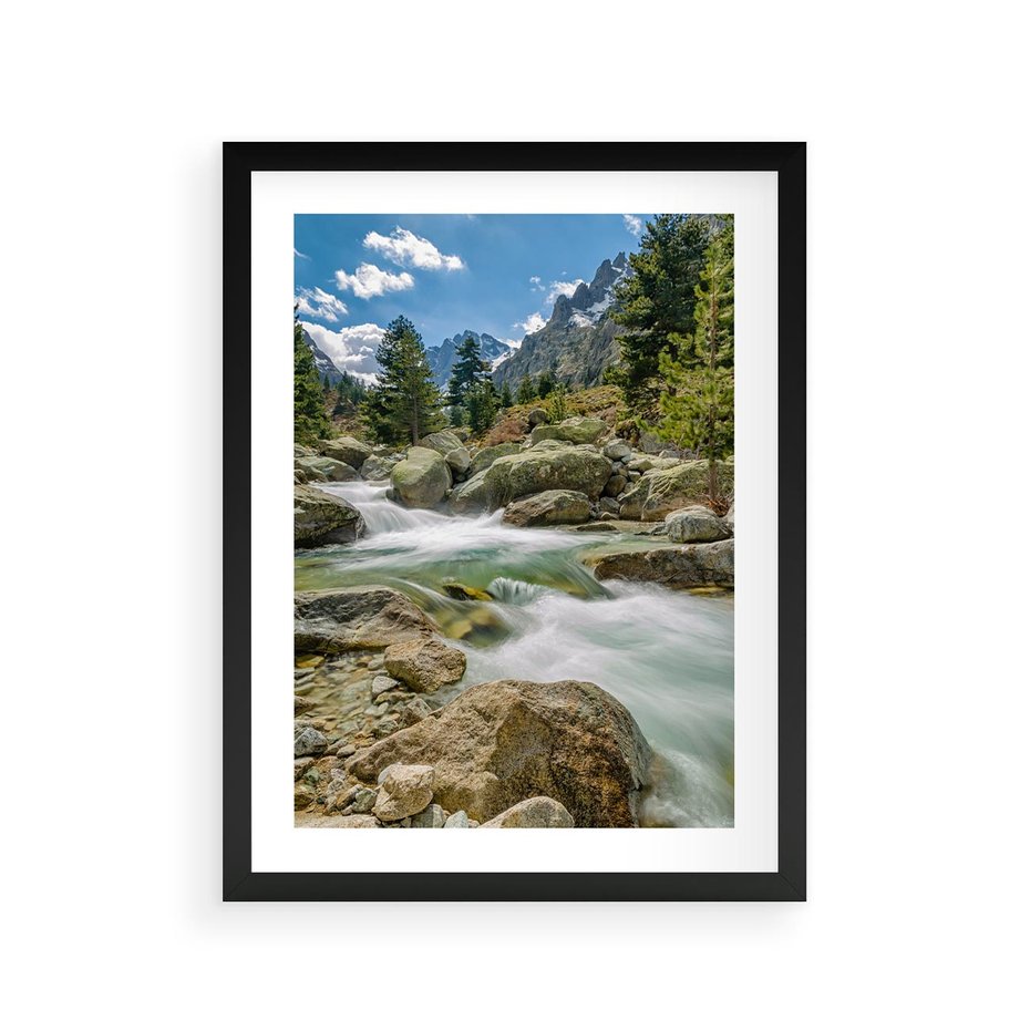 Plakat w ramie 30x40 - Górski strumyk w harmonii - strumyk, górski - rama czarna