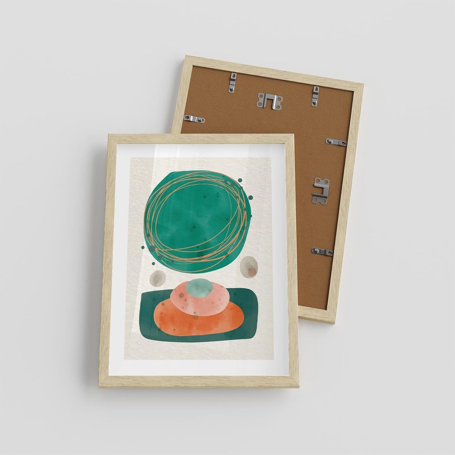 Plakat w ramie 30x40 - Rozmyte Granice - abstrakcyjne plamy, zielony - rama drewno