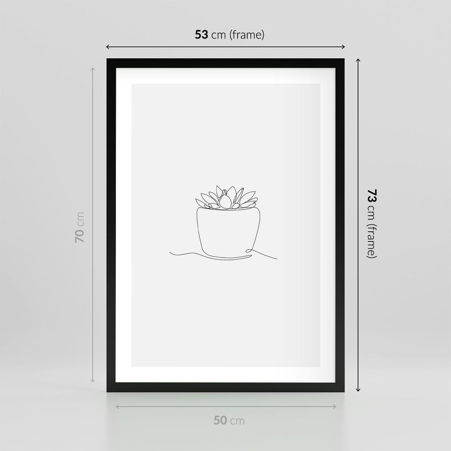 Plakat w ramie 50x70 - Rozkwitające Echa - szkic, minimalizm - rama czarna