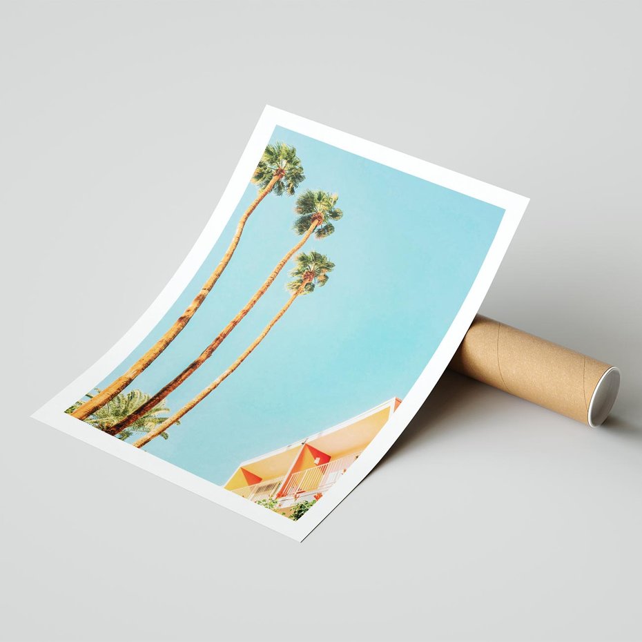 Plakat bez ramy 30x40 - Letnie Marzenia - palmy, na tle nieba
