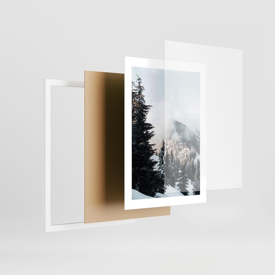 Plakat w ramie 30x40 - Góry, Las i Śnieg na Obrazie - góry, las - rama biała