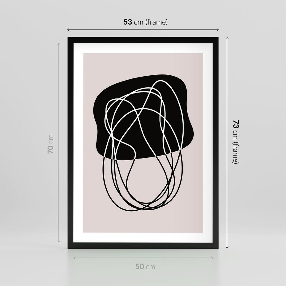 Plakat w ramie 50x70 - Abstrakcyjne Harmonie - abstrakcyjne szkicowane linie, minimalizm - rama czarna