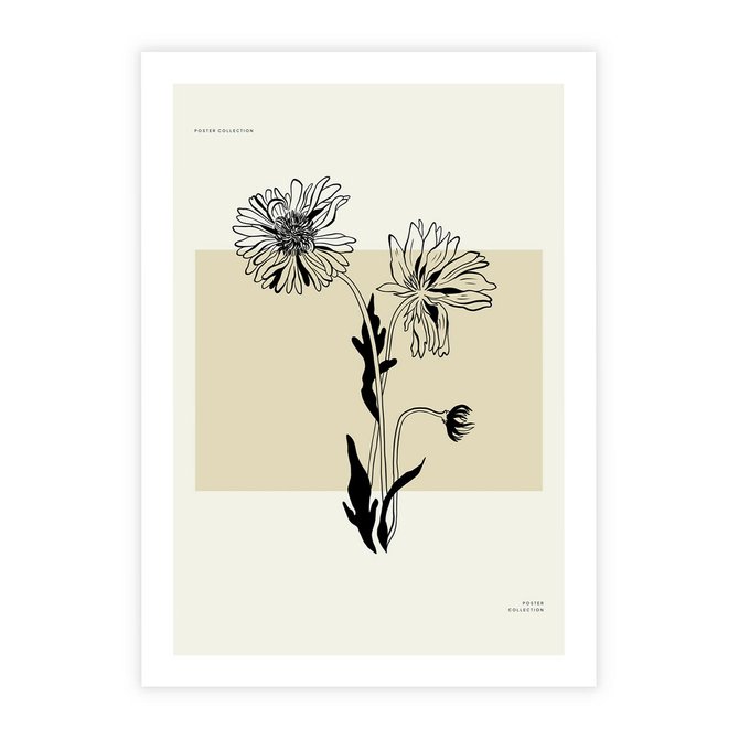 Plakat bez ramy 21x30 - Kwiatowe Płótno - kwiaty, typografia