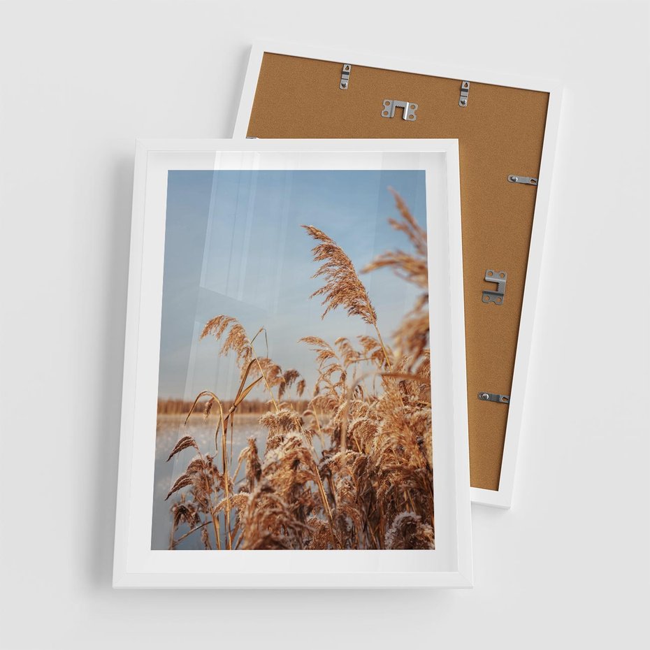 Plakat w ramie 50x70 - Wyraz Stylu - trawy, boho - rama biała