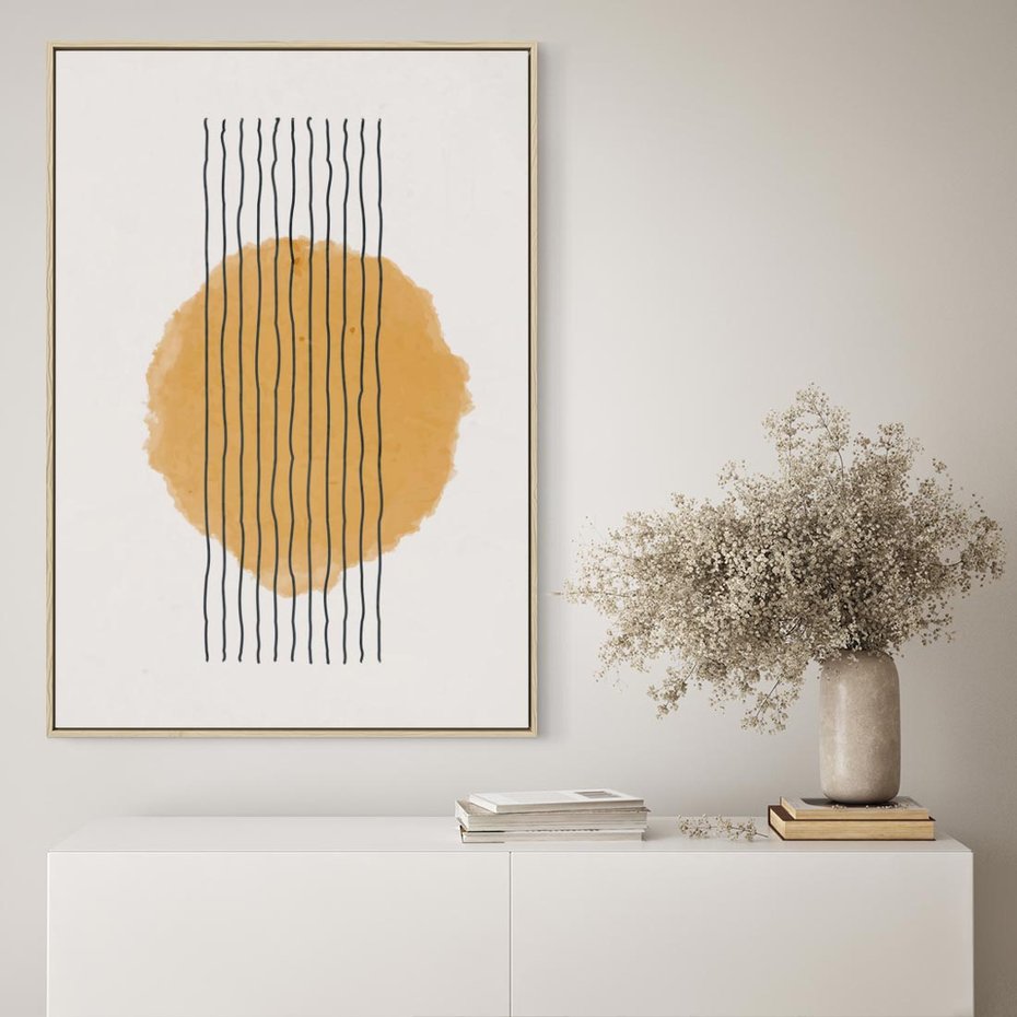 Obraz w ramie 80x120 - Taniec Emocji - abstrakcyjne akwarelowe plamy, nieregularne kreski - rama drewno