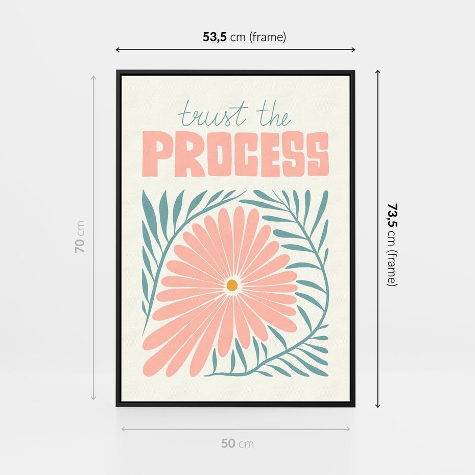 Obraz w ramie 50x70 - Symfonia Światła - typografia, pastelowa stokrotka - rama czarna