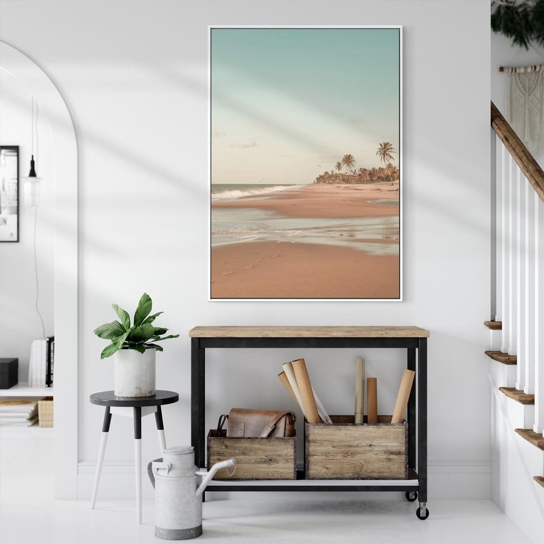 Obraz w ramie 80x120 - Ukojenie na Plaży - fotografia, rajska plaża - rama biała