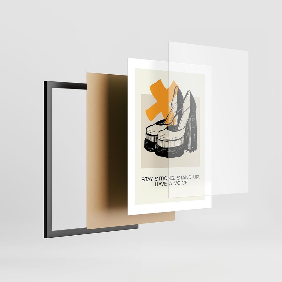 Plakat w ramie 30x40 - Kobiece Obcasy - plakat, minimalizm - rama czarna