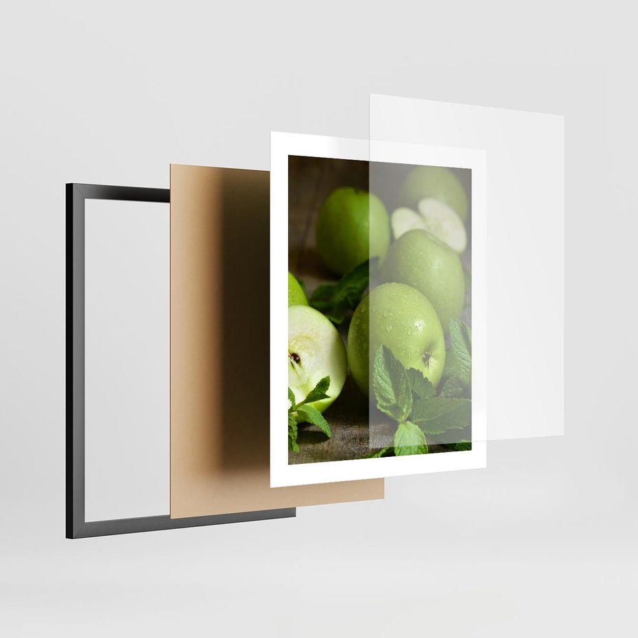 Plakat w ramie 40x50 - Jabłkowa kolorystyka - jabłka, owoce - rama czarna